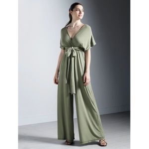 Aumnie INFINITY Multiway Drape Hatch Jumpsuit Dress Wide Flare Legs - Size M